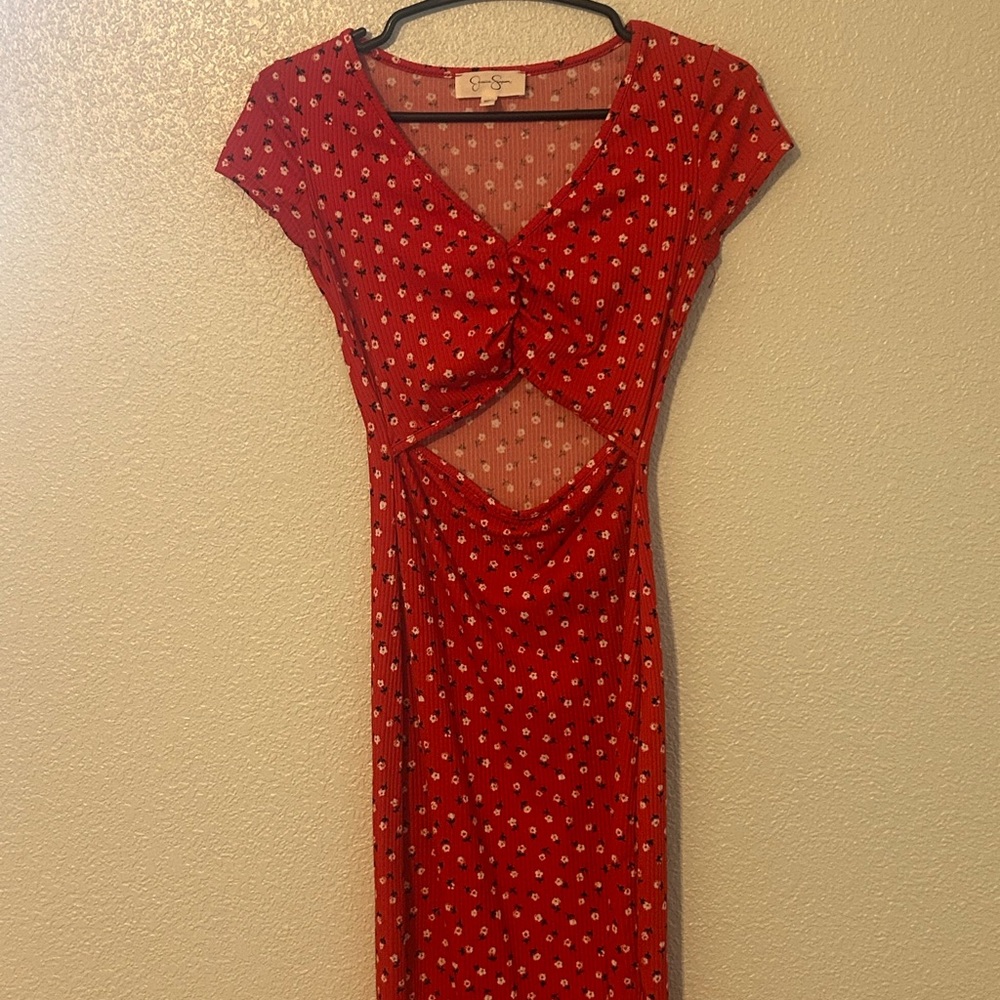 Jessica Simpson Red Floral Midi Dress